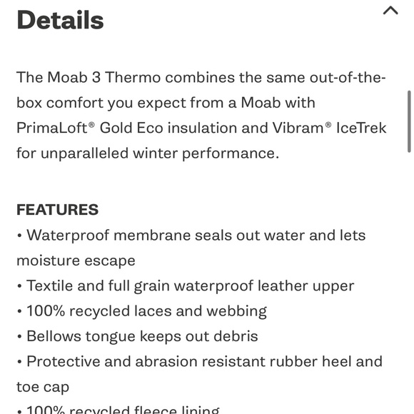 New! Men’s 10 Merrell Moab 3 Thermo Mid Waterproof boot in graphite medium width - Picture 4 of 8